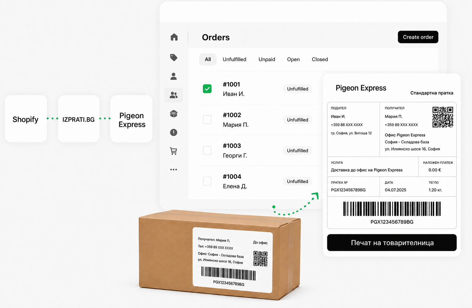 Pigeon Express Shopify integration
